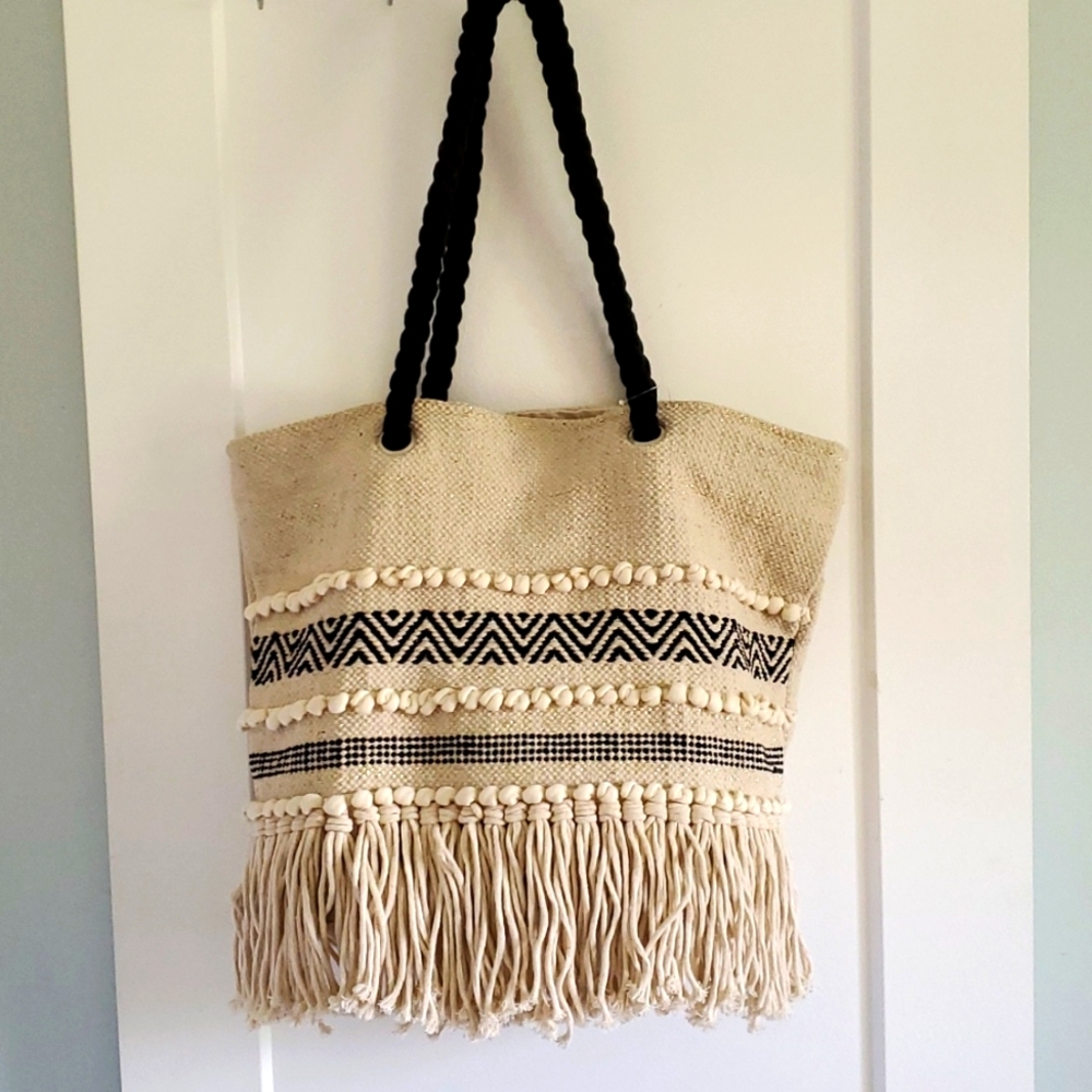 Large Boho fringe Beach bag